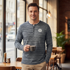 Livergy Men's Mottled Blue Henley Long Sleeve Shirt