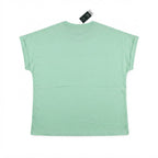 esmara Women's Light Green T-Shirt with Floral Eyelet Yoke