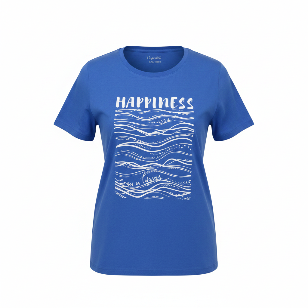 Women's Blue Happiness Graphic T-Shirt
