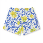 Women's Lemon Print Muslin Shorts in white and White