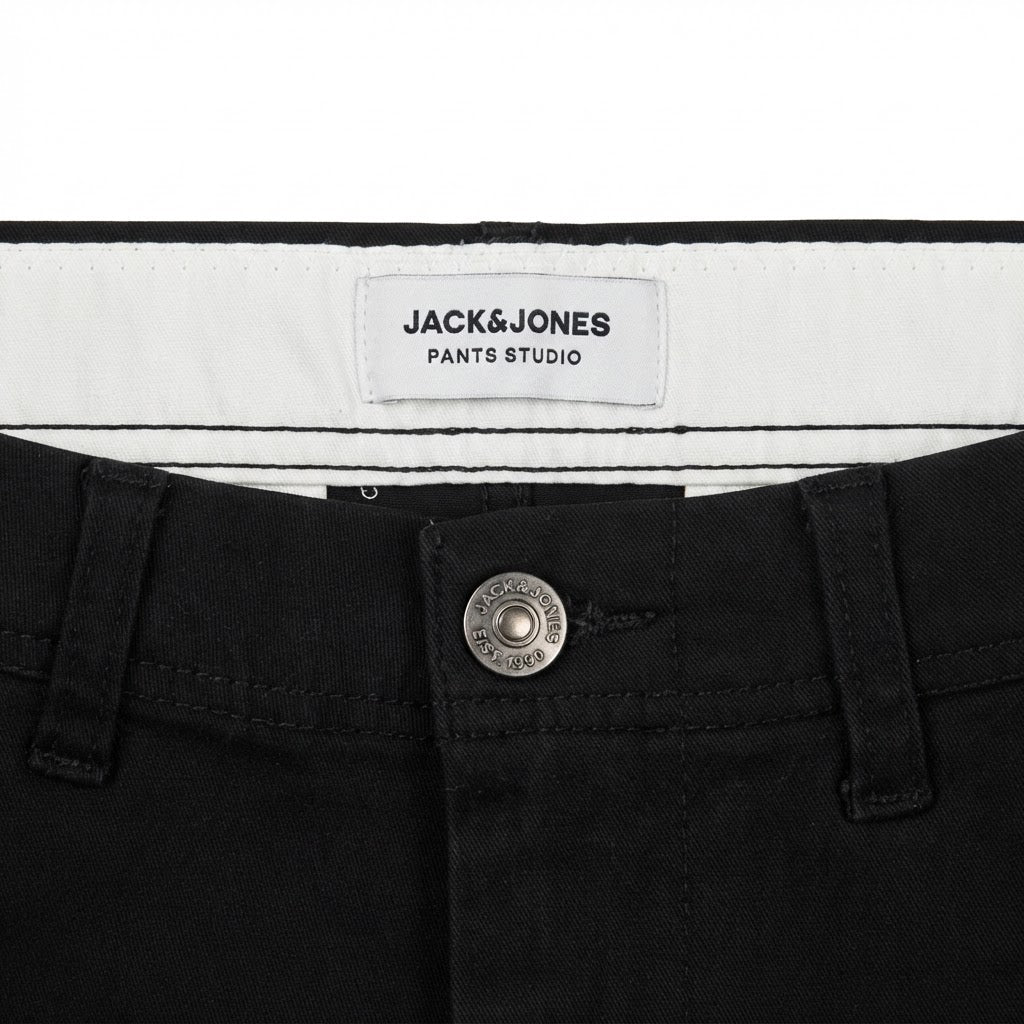 JACK&JONES Men's Black Slim-Fit Cotton Utility Cargo Trouser