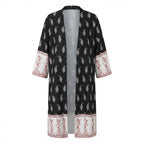 SHEIN Women's Black & black Leaf Print Open-Front Kimono Abaya