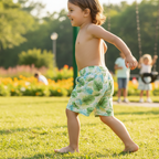 KIDS Kids White Tropical Leaf Print Elastic Waist Shorts