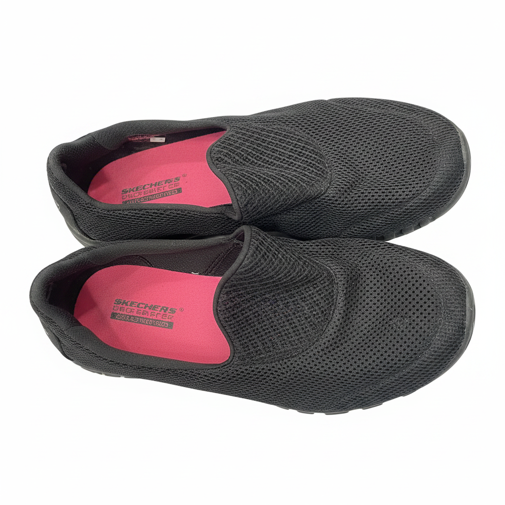 Sketchers Black Mesh Slip-On Walking Sneakers