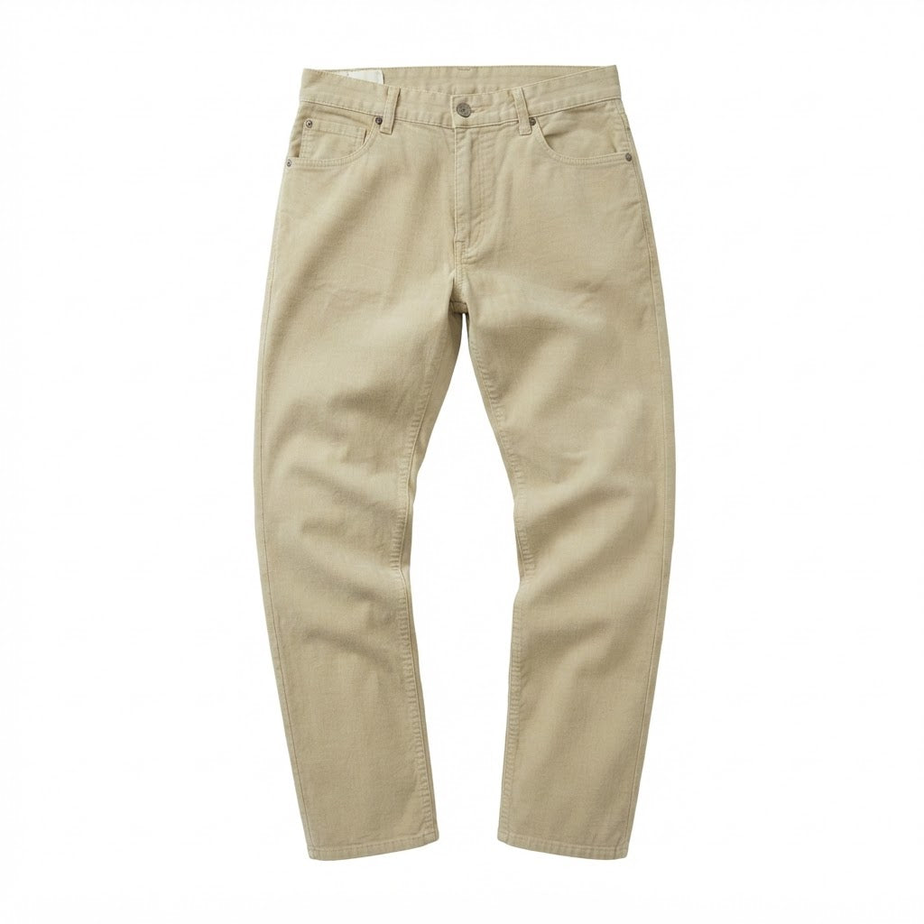 Angelo Litrico Men's Beige Straight-Leg Cotton Chino Trouser