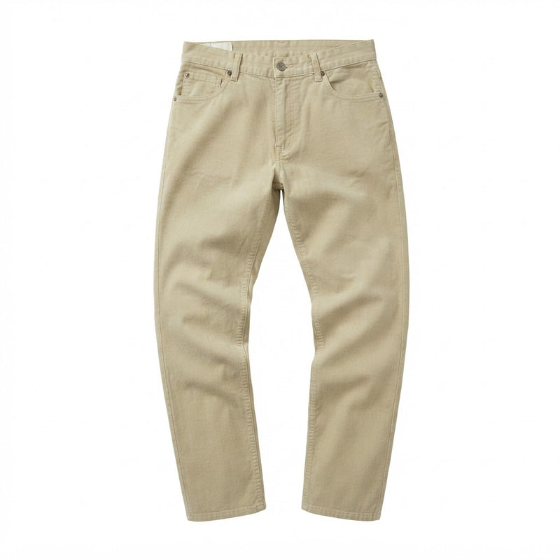 Angelo Litrico Men's Beige Straight-Leg Cotton Chino Trouser