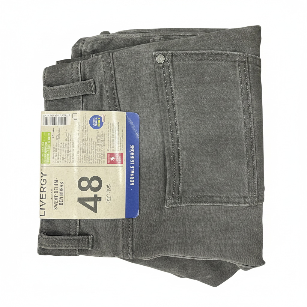 LIVERGY Men's Grey Denim Bermuda Shorts
