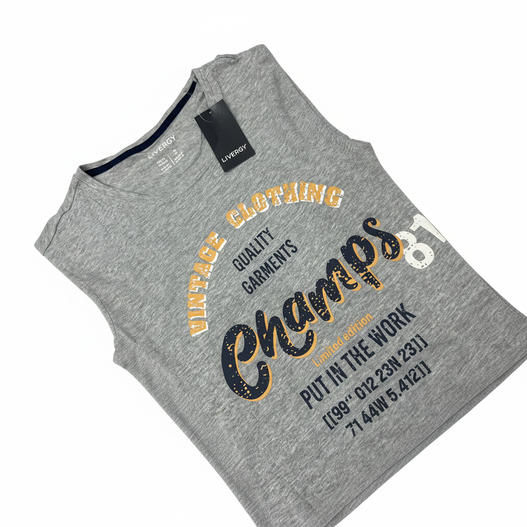LIVERGY Men's Gray Long Sleeve Graphic T-Shirt - Size M
