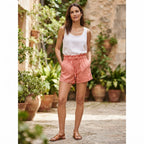 Women's Peach Ruffled Drawstring Summer Shorts