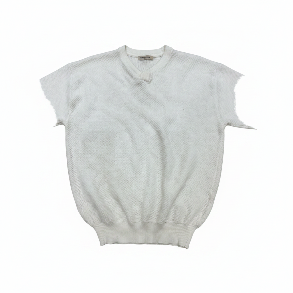 Aura White Textured Knit Johnny Collar Polo Shirt