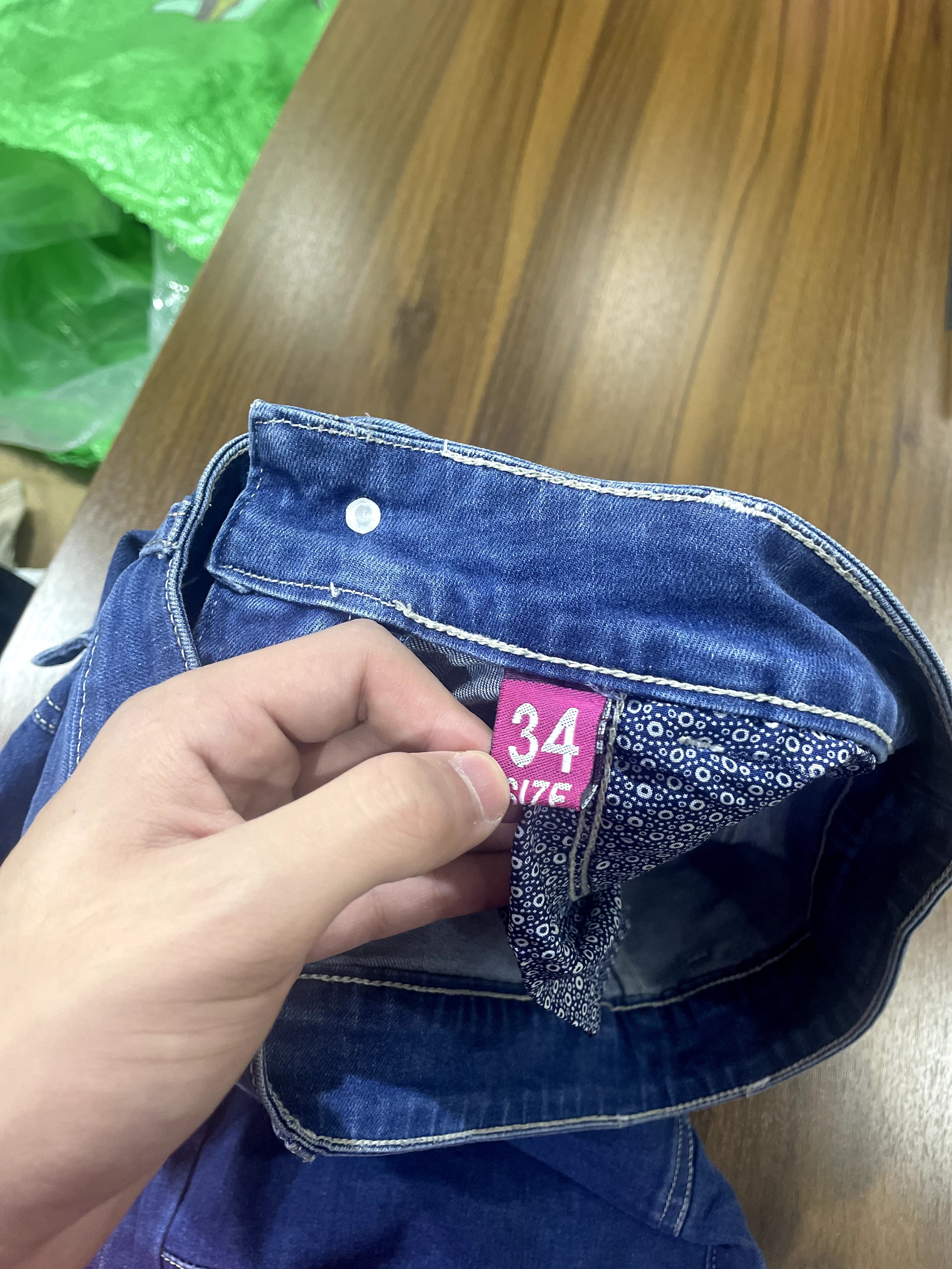 off-white Medium Blue Wide Leg Cargo Denim Jeans with Contra