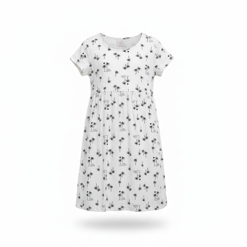 Mini Mango Girls Palm Tree Print Jersey Dress Size 12