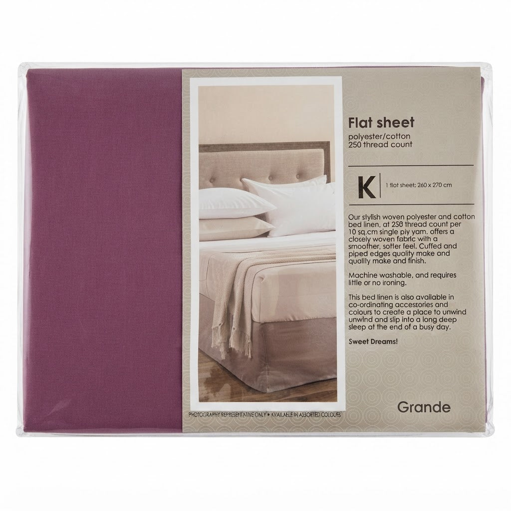 Grandeur Unisex Raspberry King Size Flat Sheet