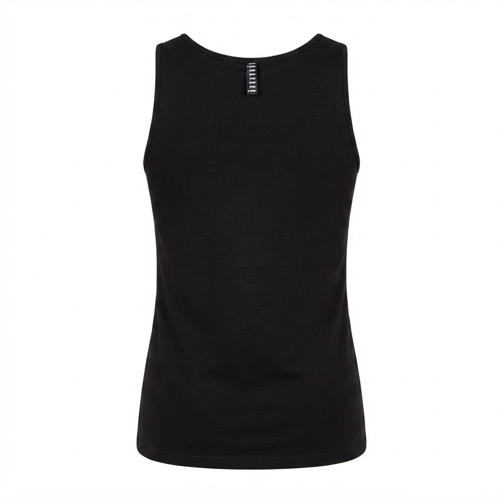 Women's Black Scoop Neck Cotton Jersey Tank Top