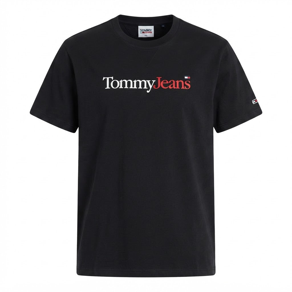 Tommy Jeans Black Tommy Jeans Crew-Neck T-Shirt with Bicolou