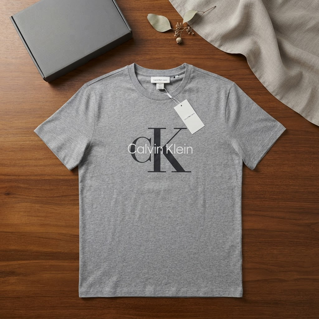 Calvin Klein Jeans Heather Grey Logo Graphic T-Shirt - Regul