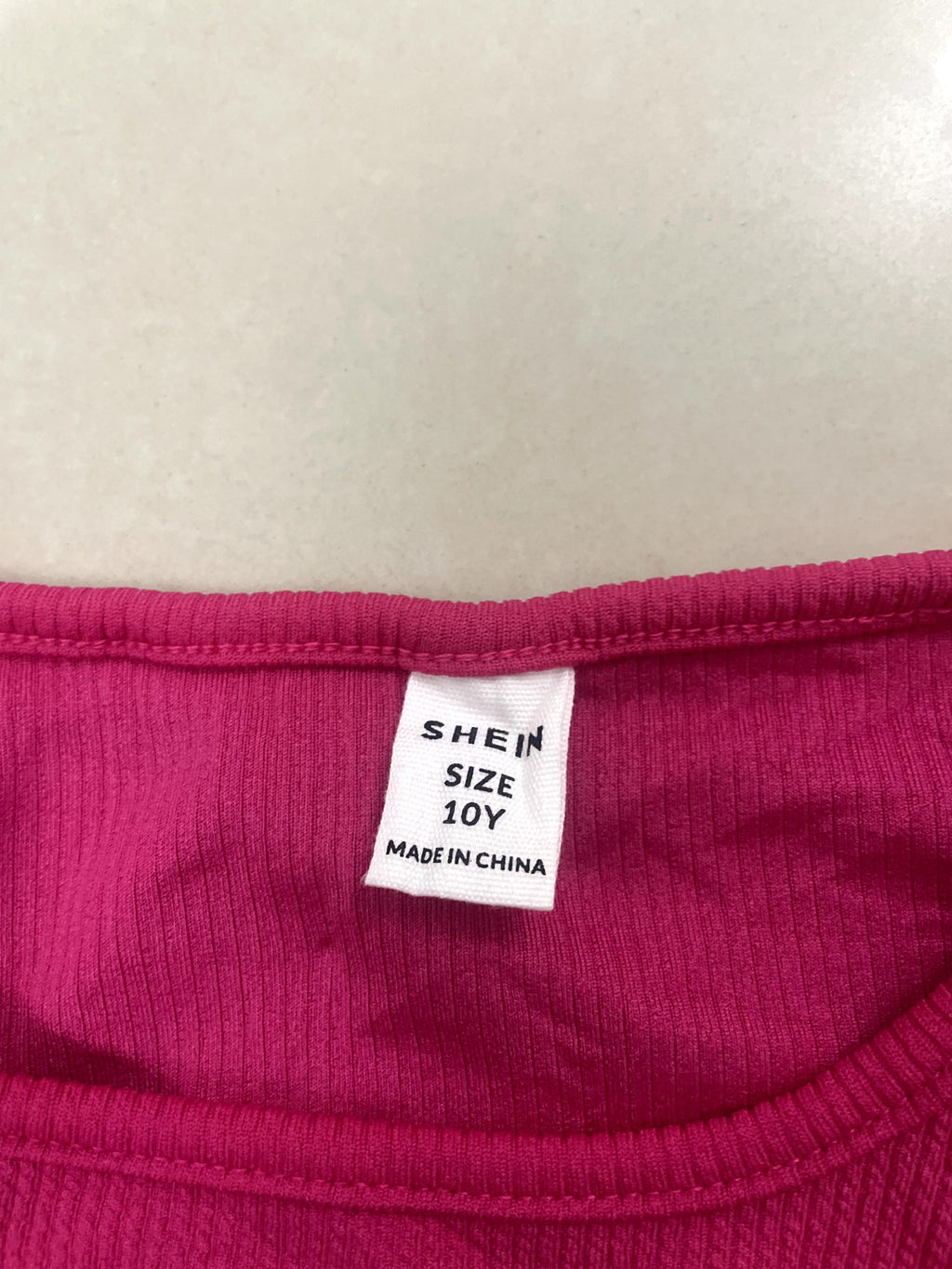 SHEIN Hot Pink Ribbed Sleeveless Crop Top for Girls