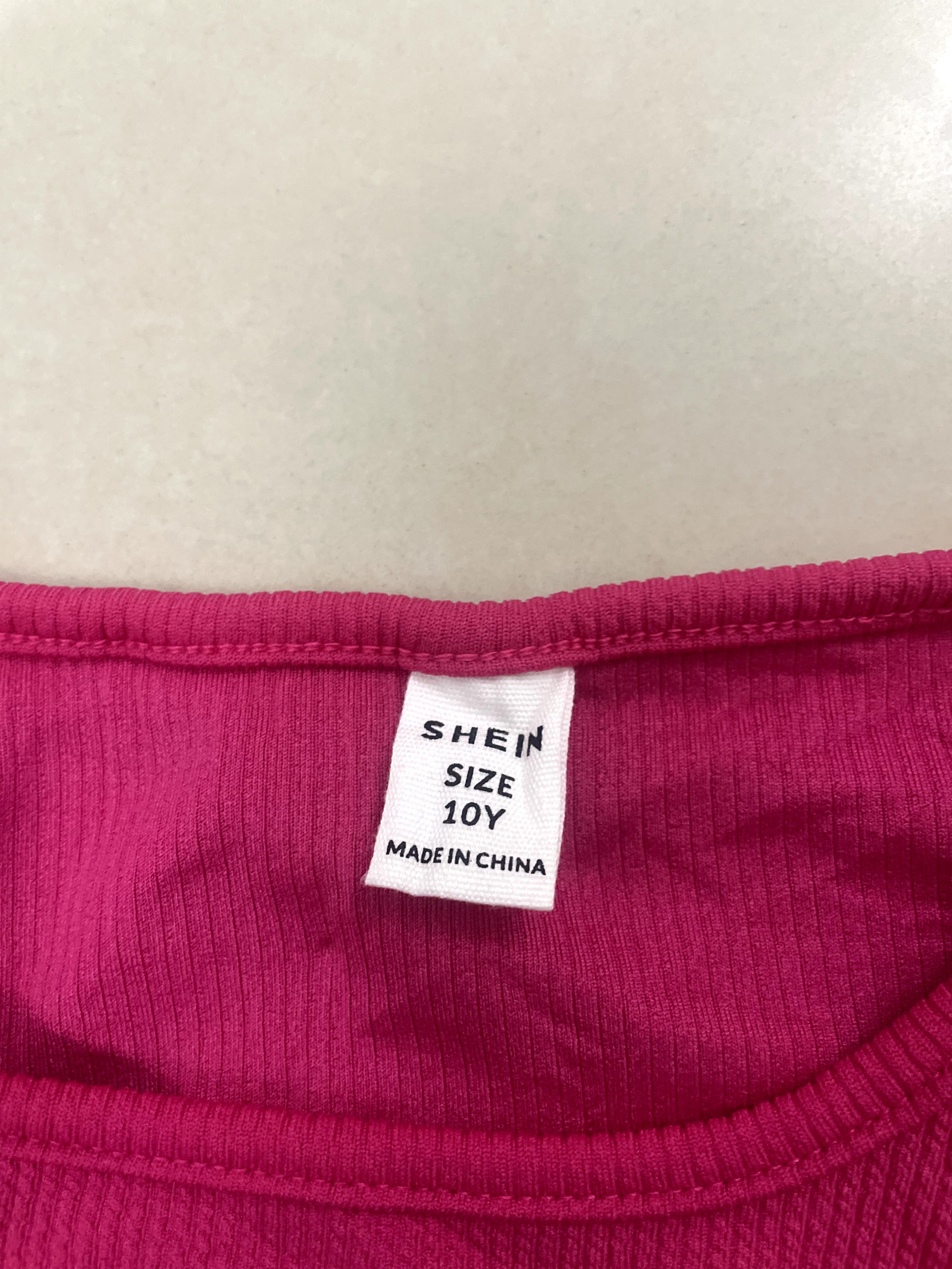 SHEIN Hot Pink Ribbed Sleeveless Crop Top for Girls