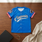 SHEIN Royal Blue California Script Kids Baseball Jersey