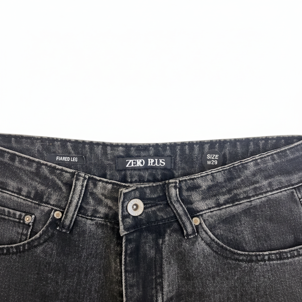 ZEO PLUS Women's Black Acid Wash Flared Leg Jeans