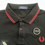 FRED PERRY Men's Black Patch-Detail Cotton Polo Shirt