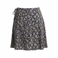 Women's Black Mini Skirt with Purple Floral Print