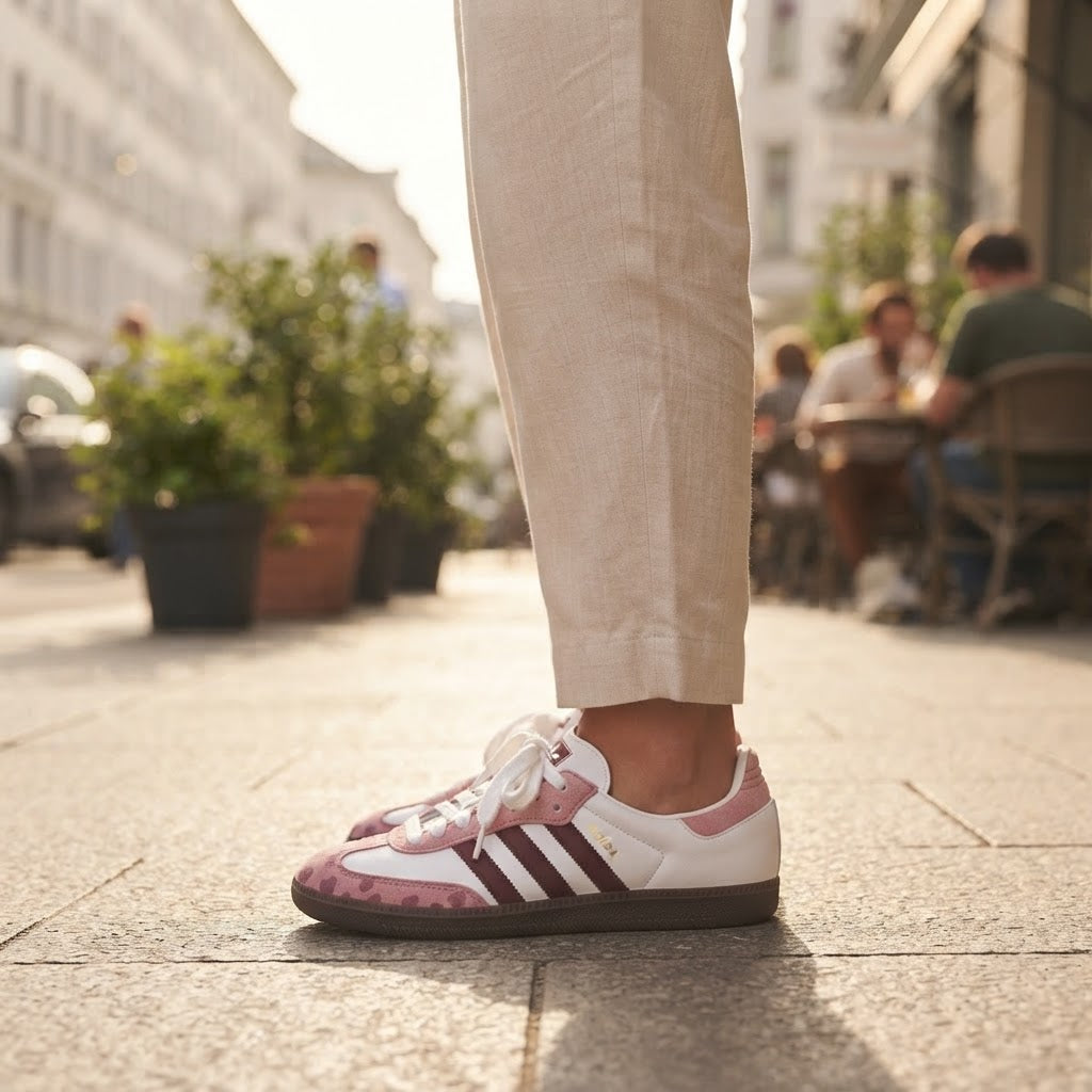 Adidas Adidas White & Pink Heart Print Samba-Style Sneakers