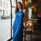 Blue Graphic Print Halter Neck Maxi Dress