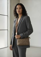 COACH Brown Monogram Coated Canvas Crossbody Bag