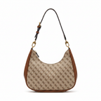 Guess Monogram Hobo Shoulder Bag with Gold Hardware