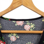 Women's Black Long Floral and Paisley Open-Front Dress
