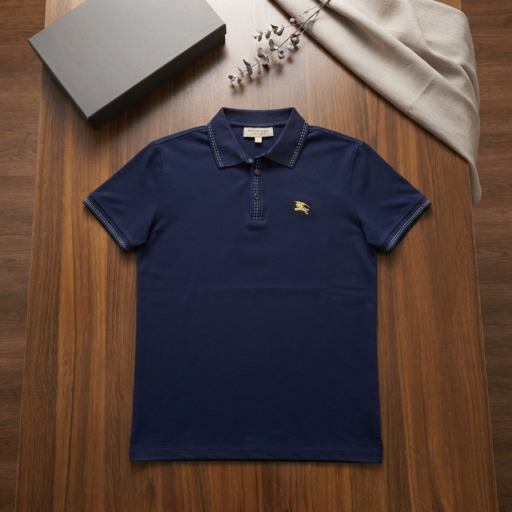 Burberry Burberry Navy Blue Short Sleeve Piqué Polo Shirt