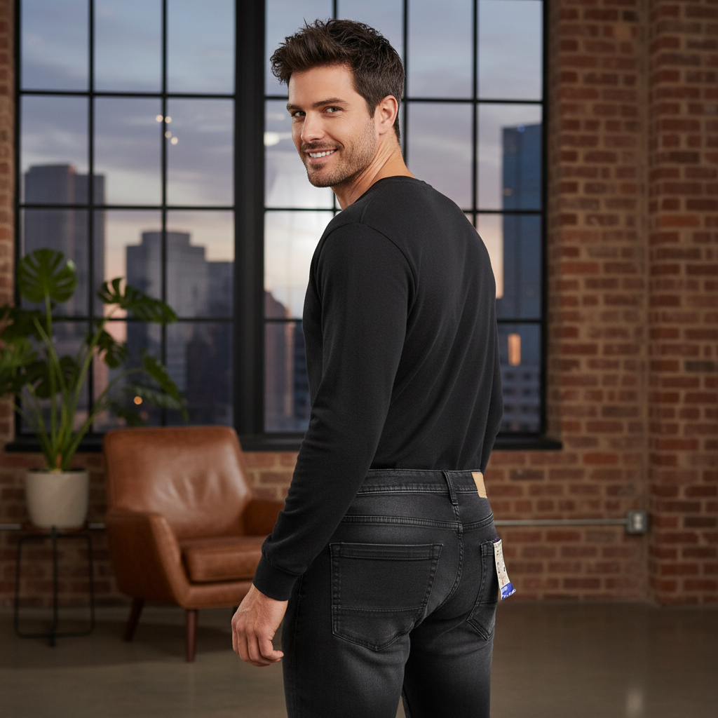 Livergy Men's Slim Fit Washed Black Denim Jeans