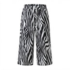 Black and White Zebra Print Wide-Leg Cropped Trousers