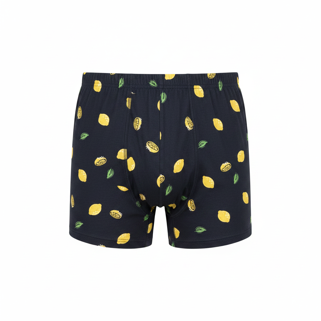 Livergy Men's Black Lemon Print Cotton Boxer Shorts