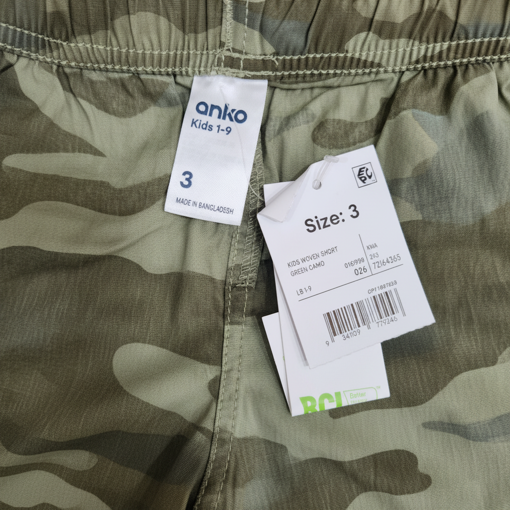 Anko Kids Green Camouflage Woven Shorts Size 3