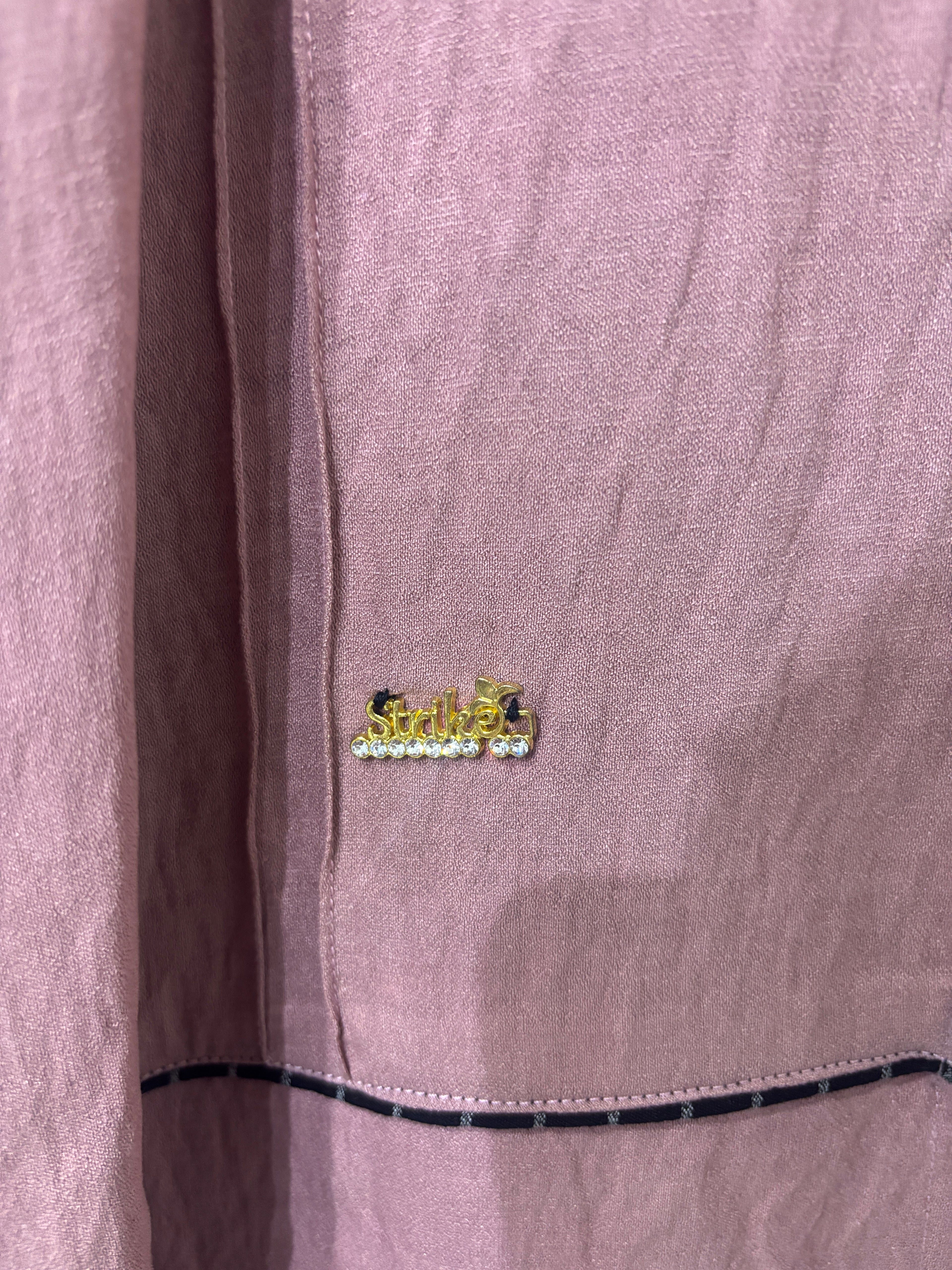 Strive Dusty Mauve Long Kurta with Scalloped Black Trimmed H