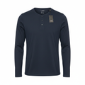 Livergy Men's Navy Blue Long Sleeve Henley Shirt - XL