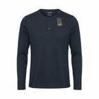 Livergy Men's Navy Blue Long Sleeve Henley Shirt - XL