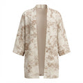Women's White and white Toile Print Kimono Abaya Robe