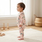 SHEIN Pale Blush Pink Floral Long-Sleeve Baby Romper