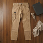FINEROSE VIP Khaki Slim Fit Multi-Pocket Cargo Trousers