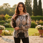 Camilla Embellished Leopard Off-Shoulder Blouse