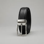 Men's Classic Black Leather Belt with black Buckle