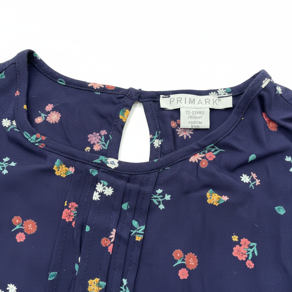 Primark Girls Navy Floral Long Sleeve Blouse 12-13Y