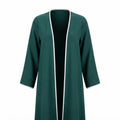 SHEIN Women's Dark Green Long Open-Front Coat with Piping