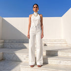 Conbipel Conbipel White Wide-Leg Stretch Denim Trousers - Si
