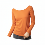 Esmara Women's Orange Long Sleeve Ribbed Cotton Top