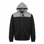 Livergy Men's Colorblock Zip-Up Hoodie - Black and Gray