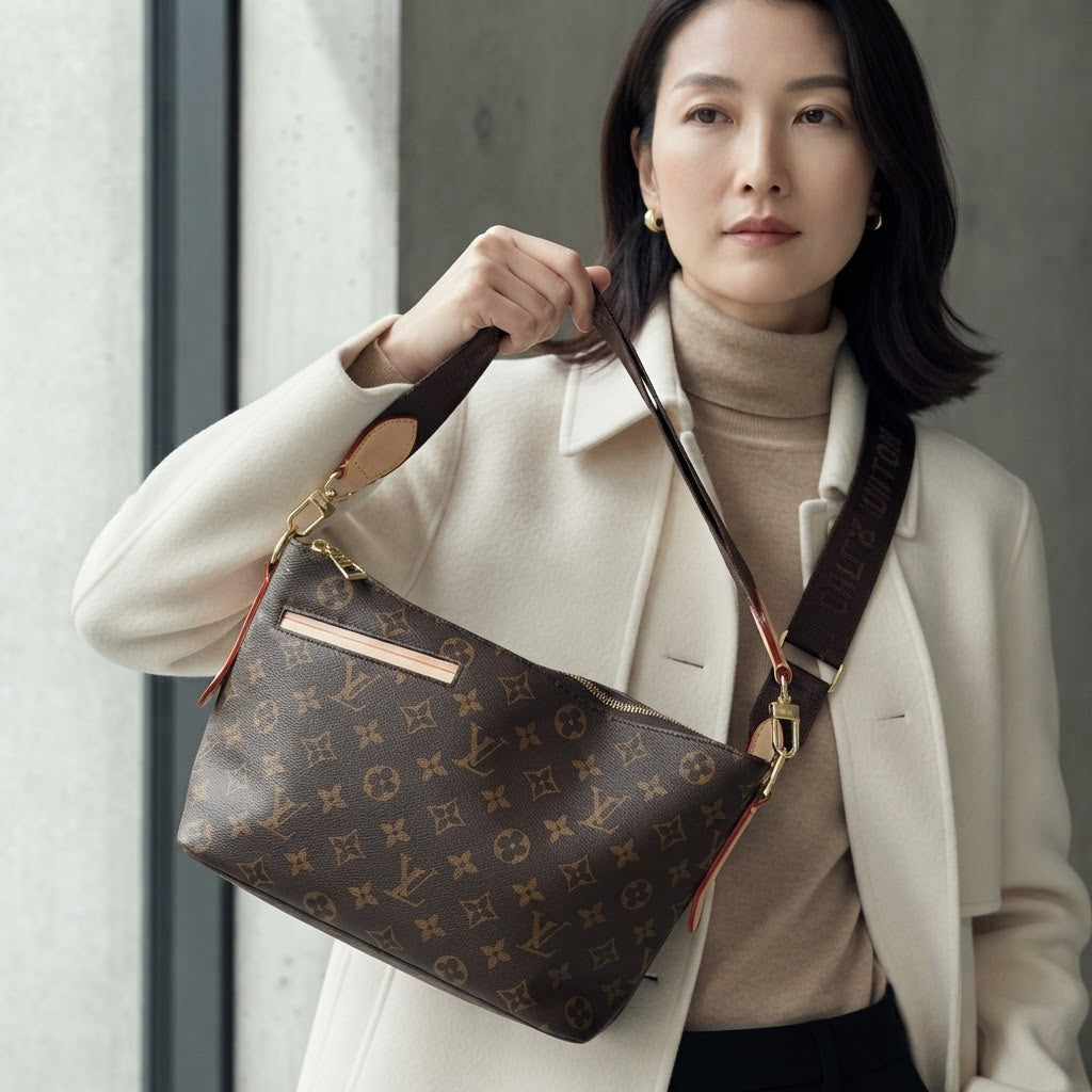 LOUIS VUITTON Monogram Coated Canvas Hobo Crossbody Bag
